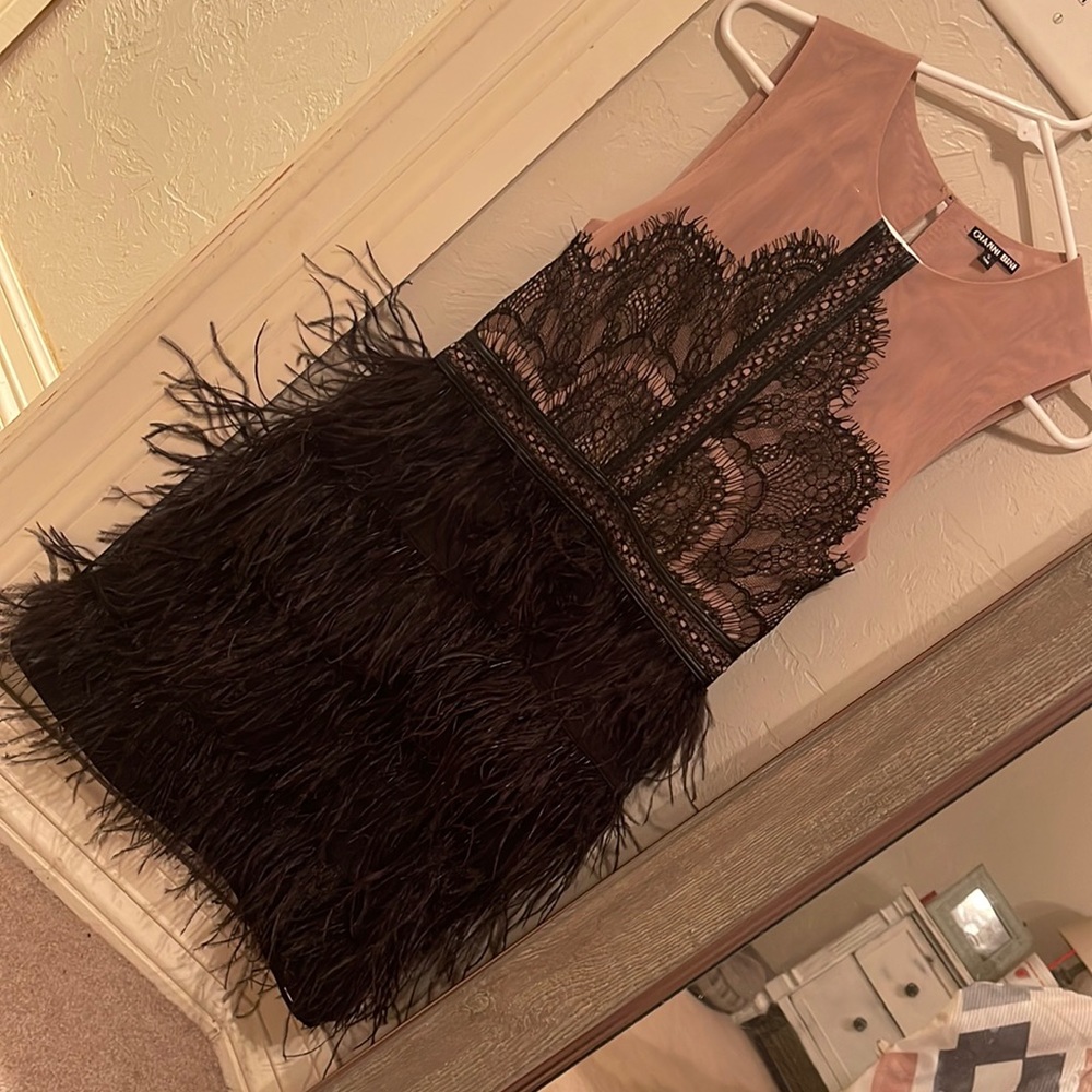 Semi formal feather dress